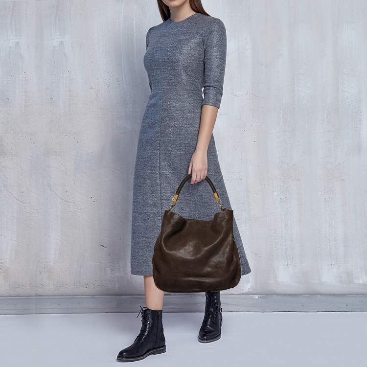 مملوكة مسبقًا Yves Saint Laurent Brown Leather Roady Hobo
