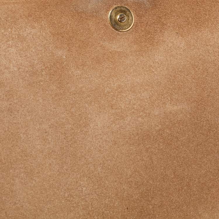 Pre Owned Yves Saint Laurent Gold Patent Leather Medium Chyc Shoulder Bag 