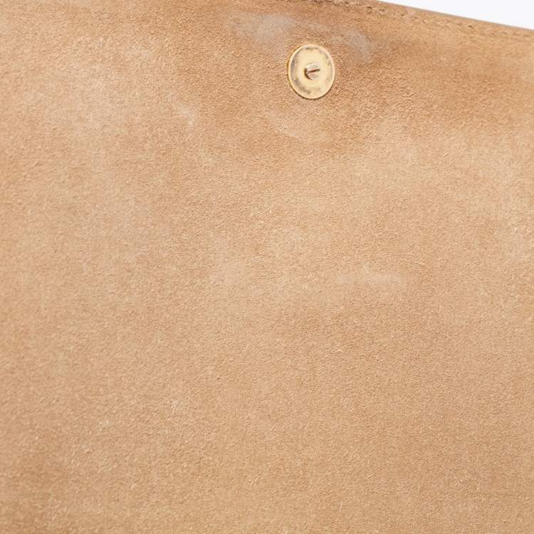 Pre Owned Yves Saint Laurent Gold Patent Leather Medium Chyc Shoulder Bag 