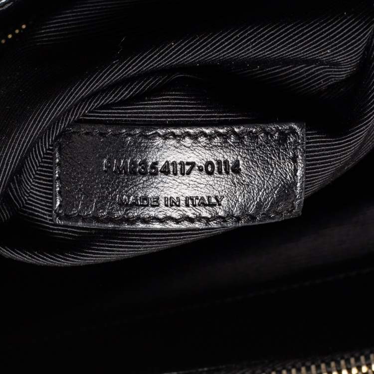 Pre Owned Saint Laurent Black Matelassé Leather Classic Monogram Shopping Tote