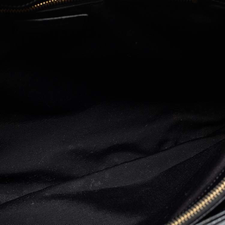 Pre Owned Saint Laurent Black Matelassé Leather Classic Monogram Shopping Tote