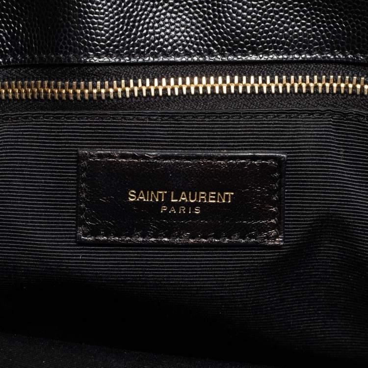 Pre Owned Saint Laurent Black Matelassé Leather Classic Monogram Shopping Tote