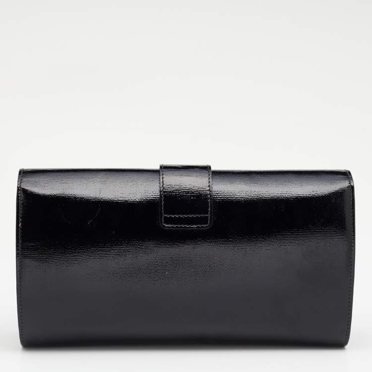 Pre Owned Yves Saint Laurent Black Patent Leather Y-Ligne Clutch