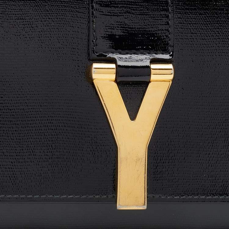 Pre Owned Yves Saint Laurent Black Patent Leather Y-Ligne Clutch