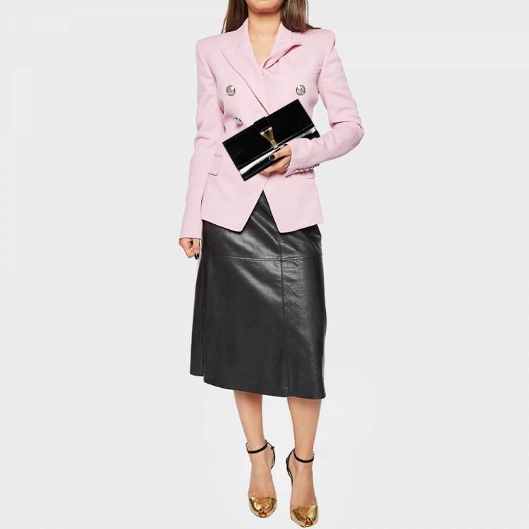 Pre Owned Yves Saint Laurent Black Patent Leather Y-Ligne Clutch