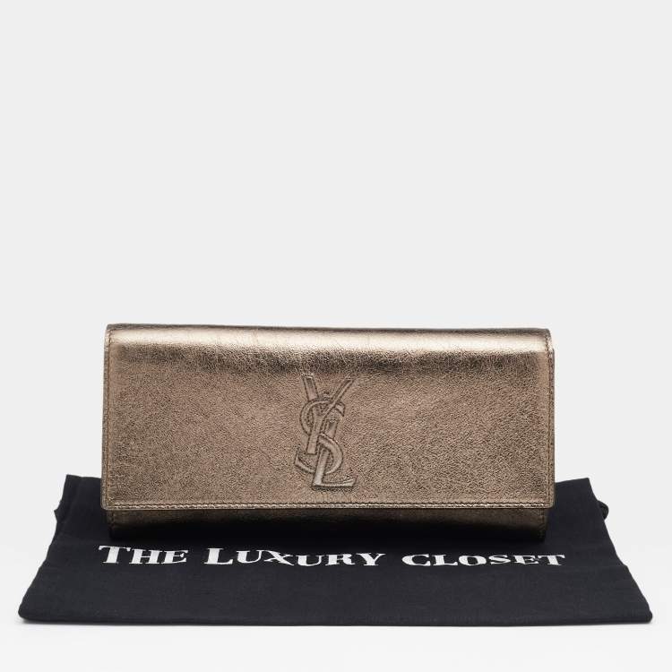 Pre Owned Yves Saint Laurent Metallic Gold Leather Belle De Jour Clutch