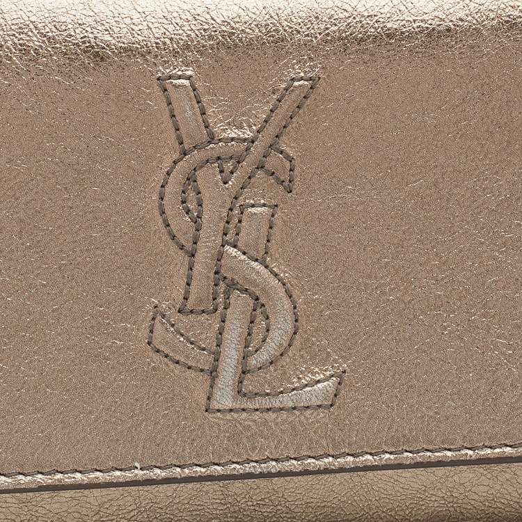 Pre Owned Yves Saint Laurent Metallic Gold Leather Belle De Jour Clutch