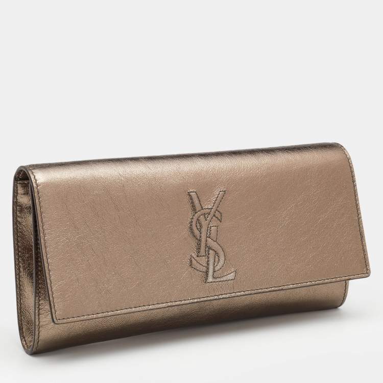 Pre Owned Yves Saint Laurent Metallic Gold Leather Belle De Jour Clutch
