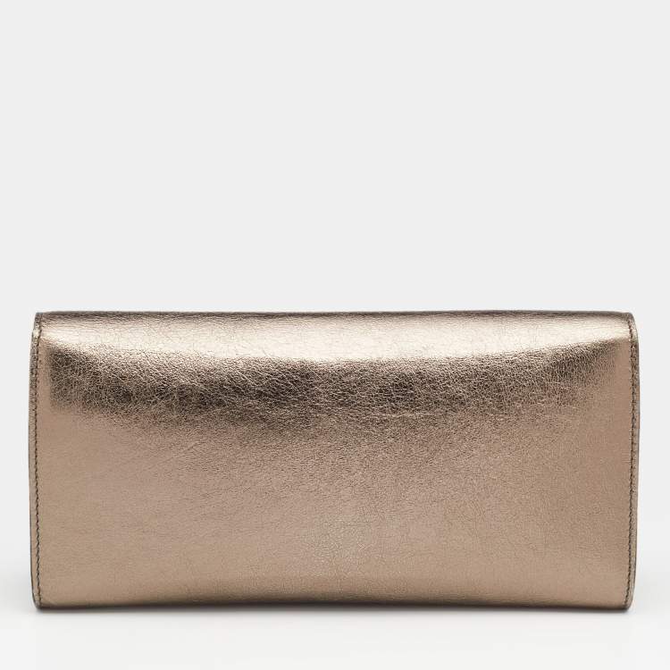 Pre Owned Yves Saint Laurent Metallic Gold Leather Belle De Jour Clutch