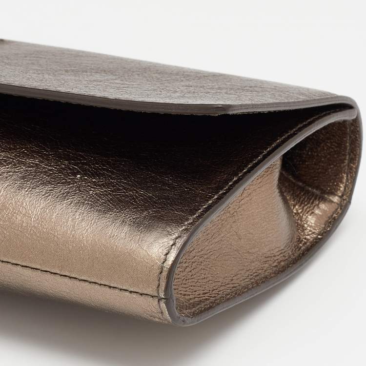 Pre Owned Yves Saint Laurent Metallic Gold Leather Belle De Jour Clutch