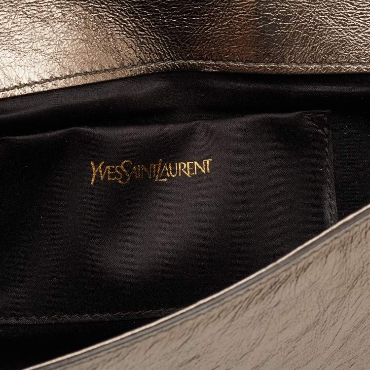 Pre Owned Yves Saint Laurent Metallic Gold Leather Belle De Jour Clutch