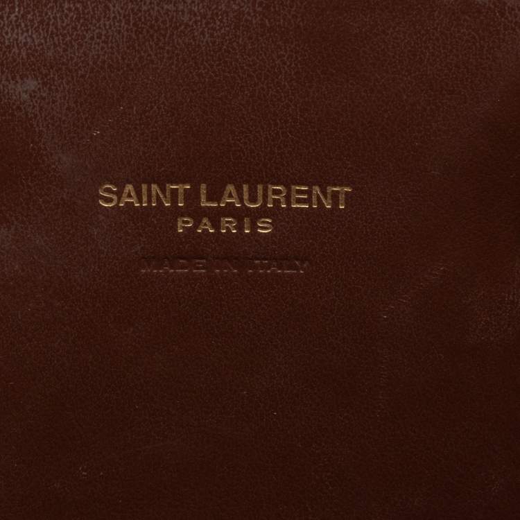 Pre Owned Saint Laurent Brown Croc Embossed Leather Nano Classic Sac De Jour Tote