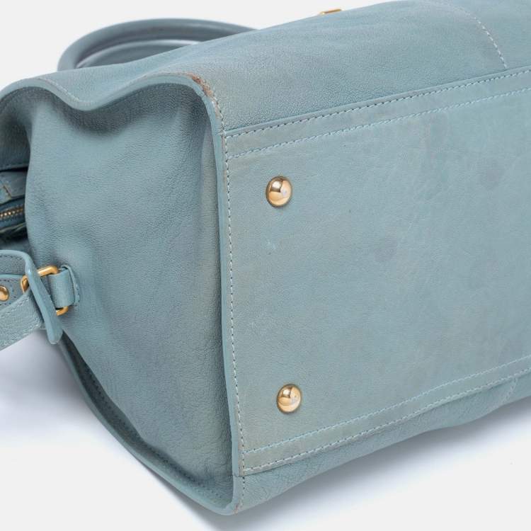 Pre Owned Yves Saint Laurent Pale Blue Leather Medium Cabas Chyc Tote