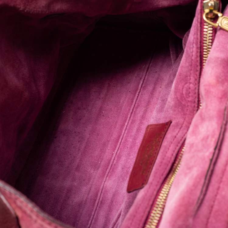 Pre Owned Yves Saint Laurent Burgundy Leather Medium Muse Two Satchel