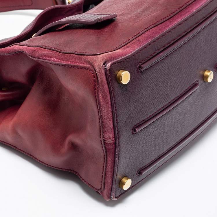 Pre Owned Yves Saint Laurent Burgundy Leather Medium Muse Two Satchel