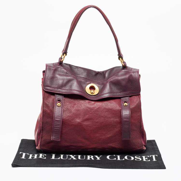 Pre Owned Yves Saint Laurent Burgundy Leather Medium Muse Two Satchel