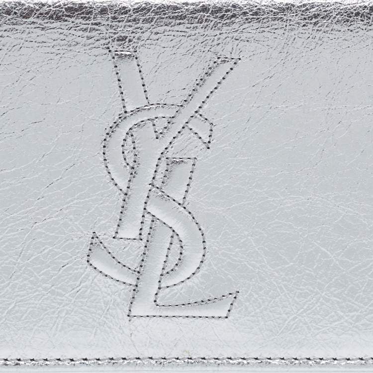مملوكة مسبقًا Yves Saint Laurent Metalic Silver Leather Belle De Jour Continental Wallet