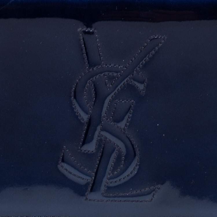Pre Owned Yves Saint Laurent Blue Patent Leather Belle De Jour Clutch
