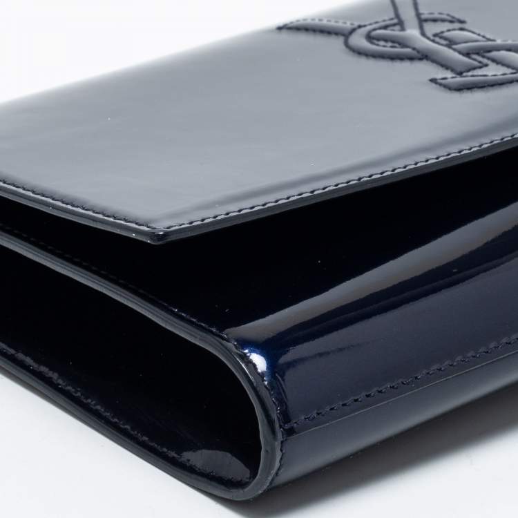 Pre Owned Yves Saint Laurent Blue Patent Leather Belle De Jour Clutch