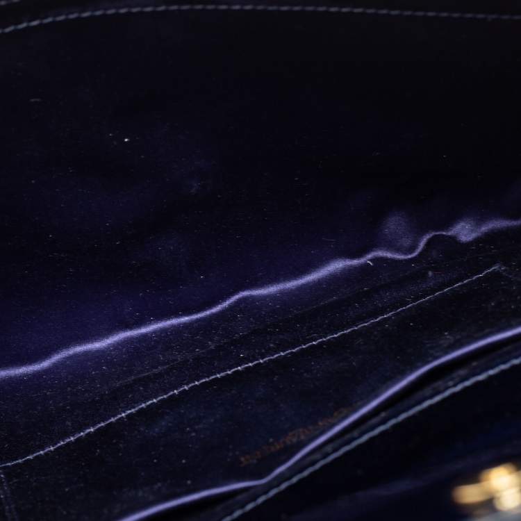 Pre Owned Yves Saint Laurent Blue Patent Leather Belle De Jour Clutch