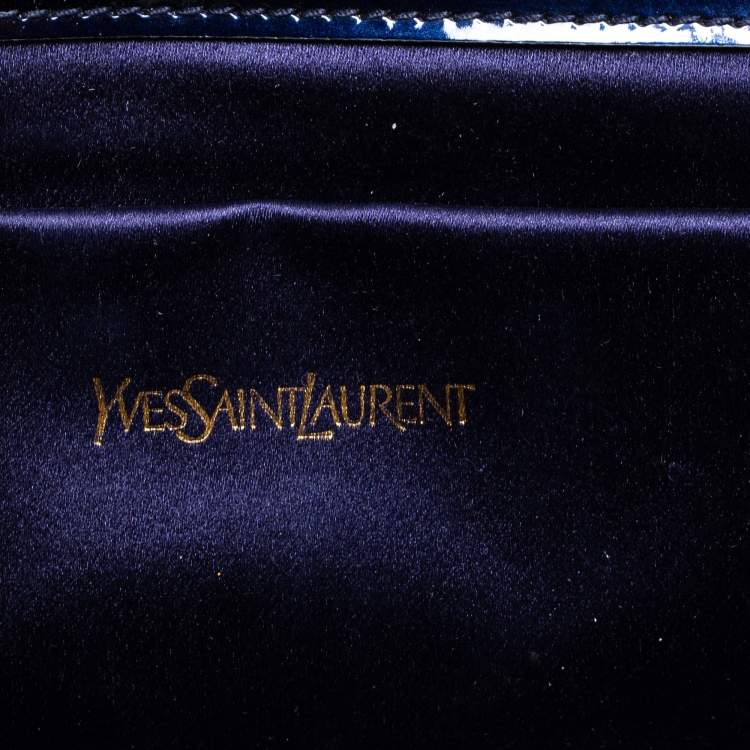 Pre Owned Yves Saint Laurent Blue Patent Leather Belle De Jour Clutch