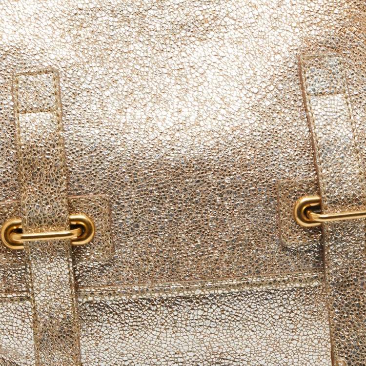 Pre Owned Yves Saint Laurent Metallic Gold Leather Besace Shoulder Bag