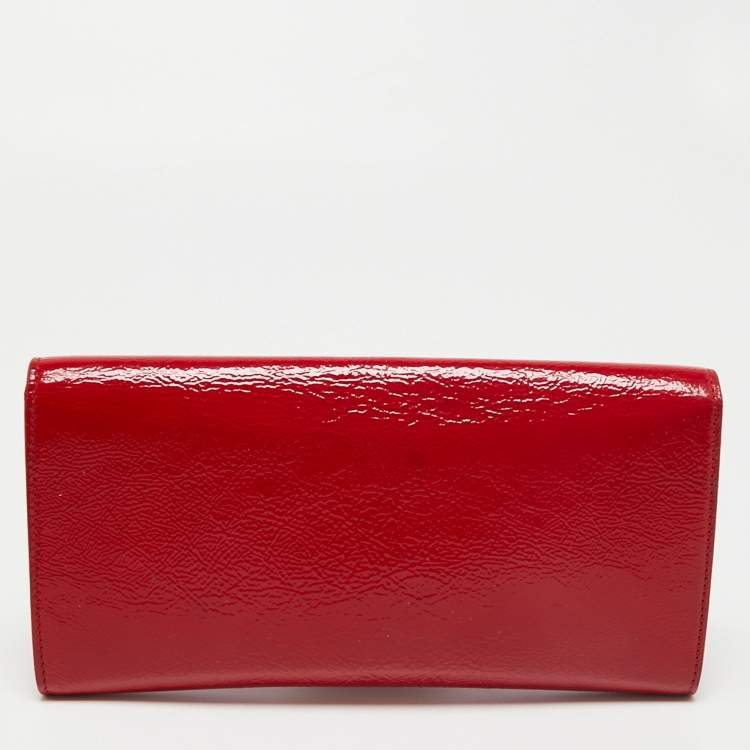 Pre Owned Yves Saint Laurent Paris Red Patent Leather Belle De Jour Clutch