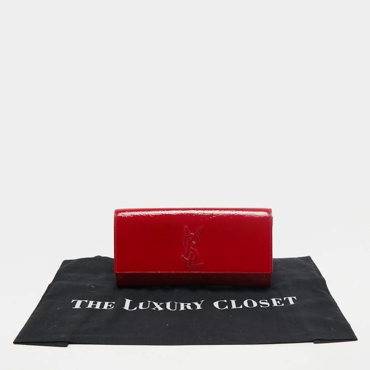 Pre Owned Yves Saint Laurent Paris Red Patent Leather Belle De Jour Clutch