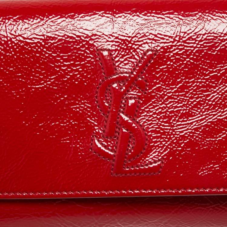 Pre Owned Yves Saint Laurent Paris Red Patent Leather Belle De Jour Clutch