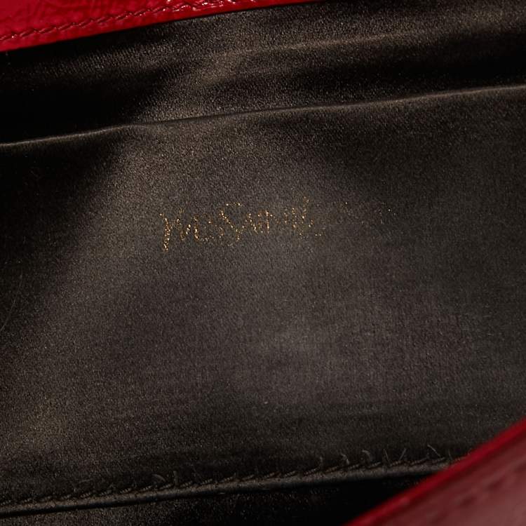 Pre Owned Yves Saint Laurent Paris Red Patent Leather Belle De Jour Clutch