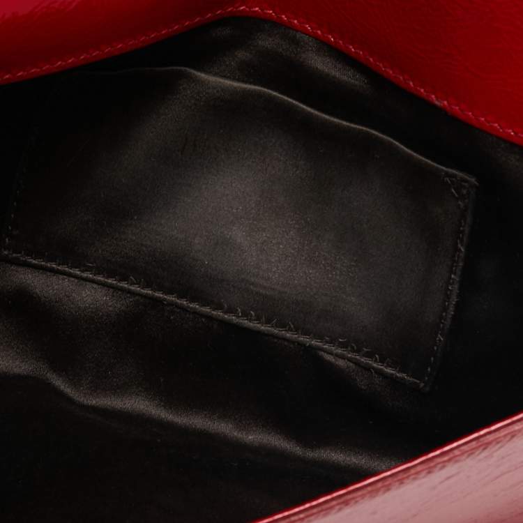 Pre Owned Yves Saint Laurent Paris Red Patent Leather Belle De Jour Clutch