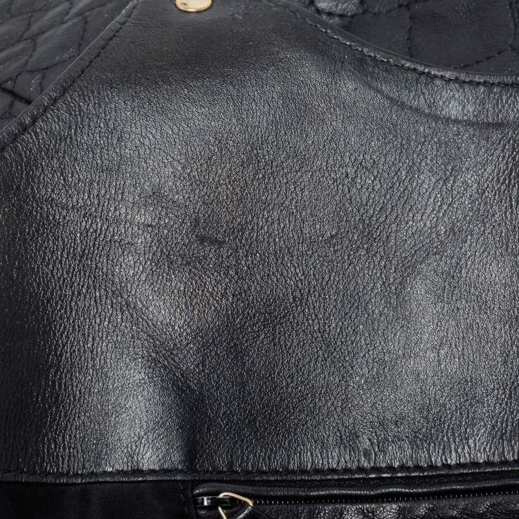 Pre Owned Yves Saint Laurent Black Croc Embossed Leather Tribute Tote