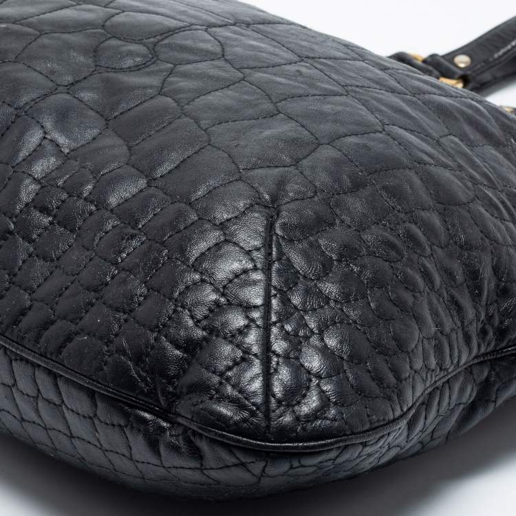 Pre Owned Yves Saint Laurent Black Croc Embossed Leather Tribute Tote