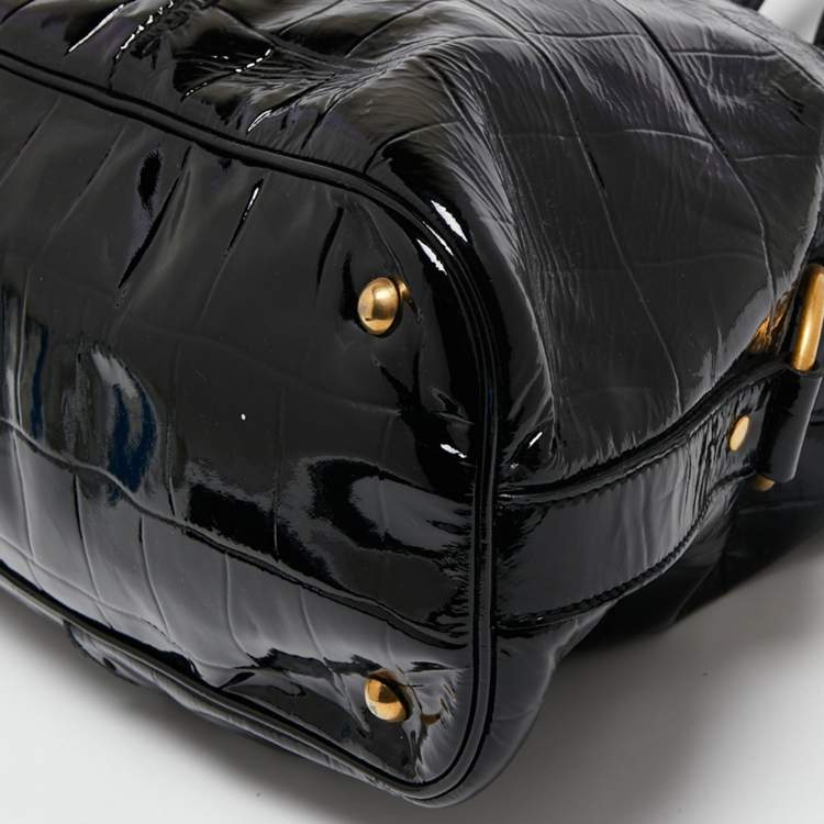 Pre Owned Yves Saint Laurent Black Patent Leather Medium Muse Satchel