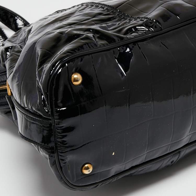 Pre Owned Yves Saint Laurent Black Patent Leather Medium Muse Satchel
