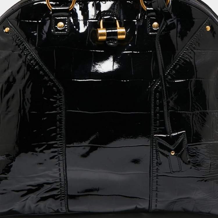 Pre Owned Yves Saint Laurent Black Patent Leather Medium Muse Satchel
