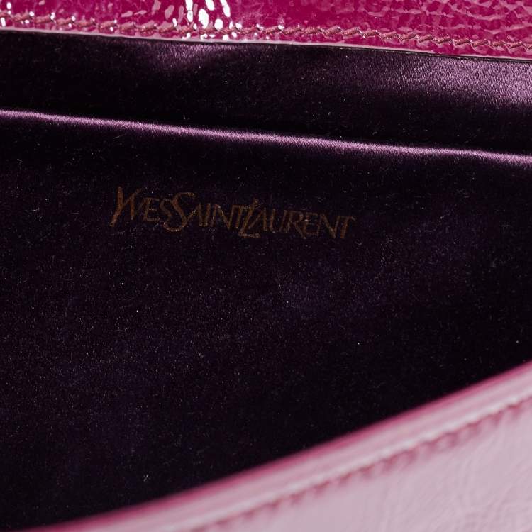 Pre Owned Yves Saint Laurent Purple Patent Leather Belle De Jour Flap Clutch
