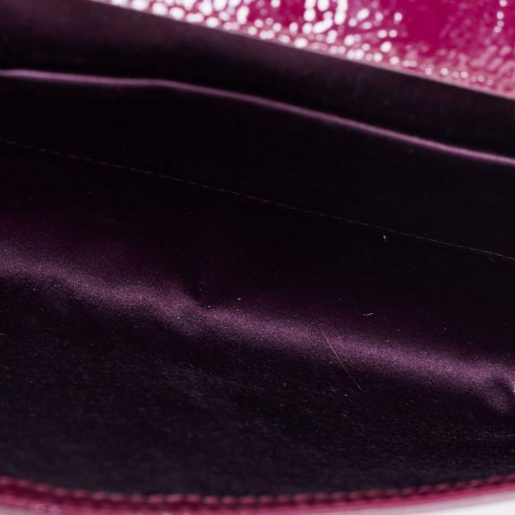 Pre Owned Yves Saint Laurent Purple Patent Leather Belle De Jour Flap Clutch