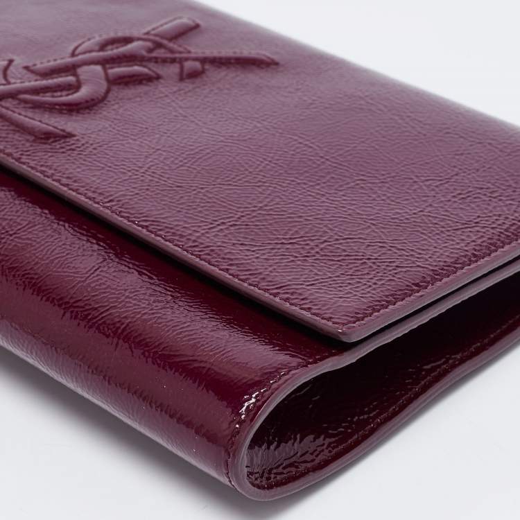 Pre Owned Yves Saint Laurent Purple Patent Leather Belle De Jour Flap Clutch
