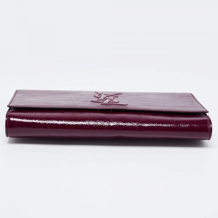 Pre Owned Yves Saint Laurent Purple Patent Leather Belle De Jour Flap Clutch