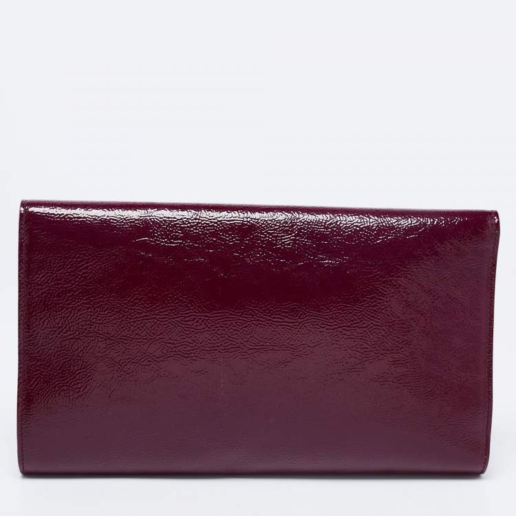 Pre Owned Yves Saint Laurent Purple Patent Leather Belle De Jour Flap Clutch