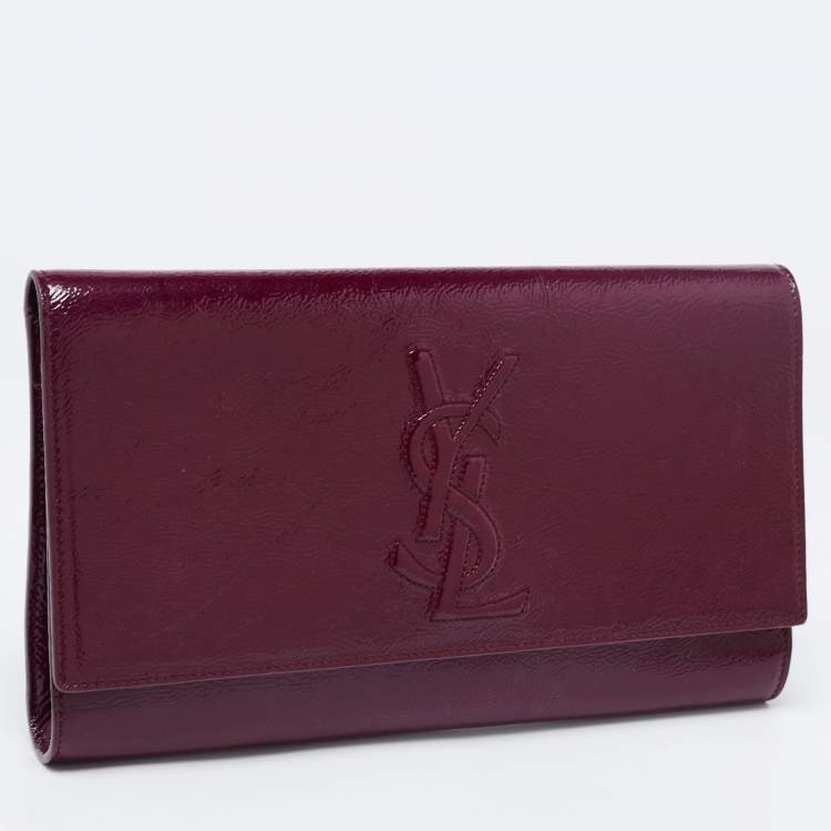 Pre Owned Yves Saint Laurent Purple Patent Leather Belle De Jour Flap Clutch