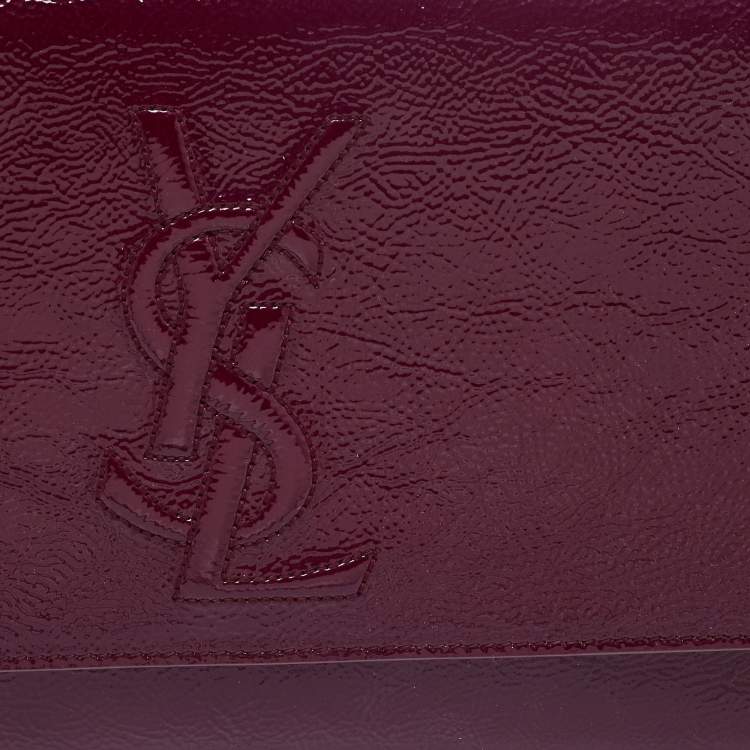 Pre Owned Yves Saint Laurent Purple Patent Leather Belle De Jour Flap Clutch