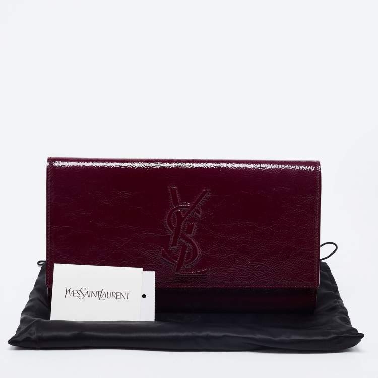 Pre Owned Yves Saint Laurent Purple Patent Leather Belle De Jour Flap Clutch