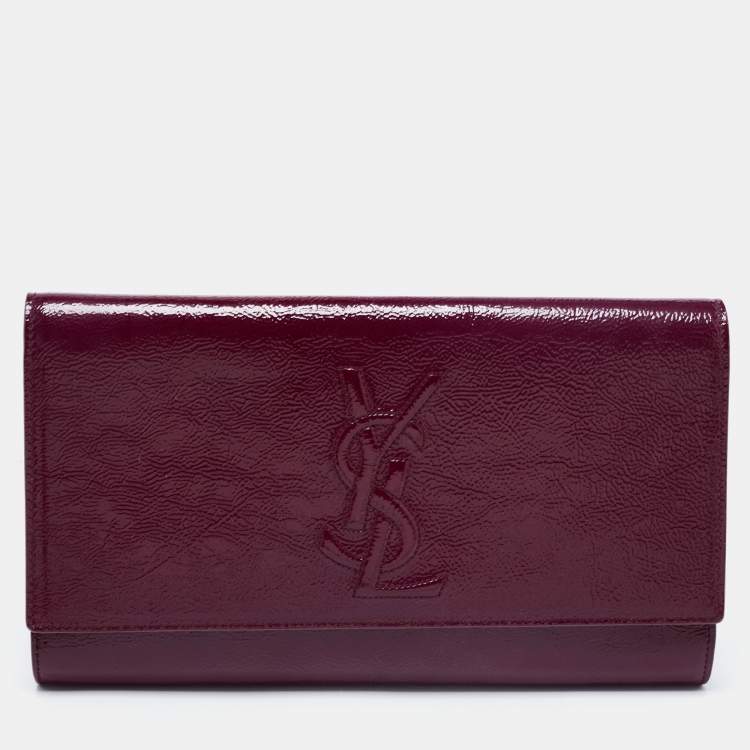 Pre Owned Yves Saint Laurent Purple Patent Leather Belle De Jour Flap Clutch