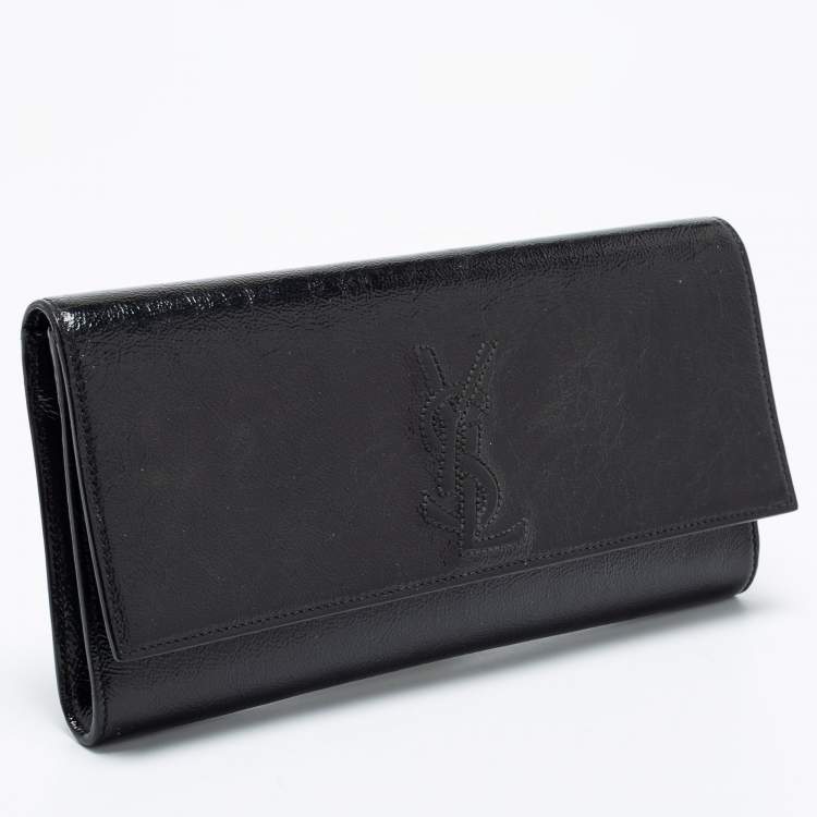 Pre Owned Yves Saint Laurent Black Patent Leather Belle De Jour Flap Clutch