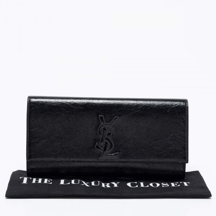 Pre Owned Yves Saint Laurent Black Patent Leather Belle De Jour Flap Clutch
