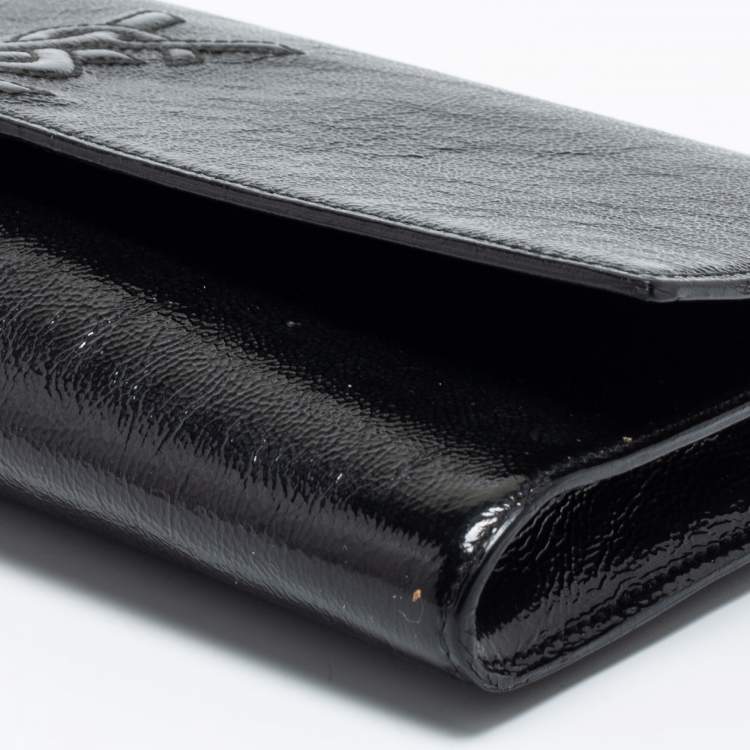 Pre Owned Yves Saint Laurent Black Patent Leather Belle De Jour Flap Clutch
