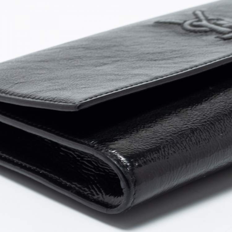 Pre Owned Yves Saint Laurent Black Patent Leather Belle De Jour Flap Clutch