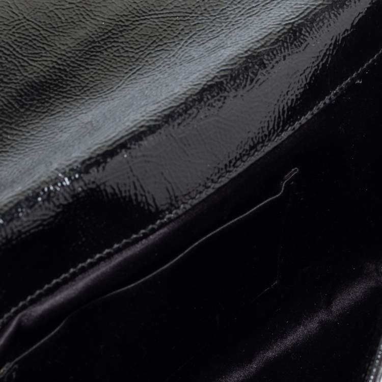 Pre Owned Yves Saint Laurent Black Patent Leather Belle De Jour Flap Clutch